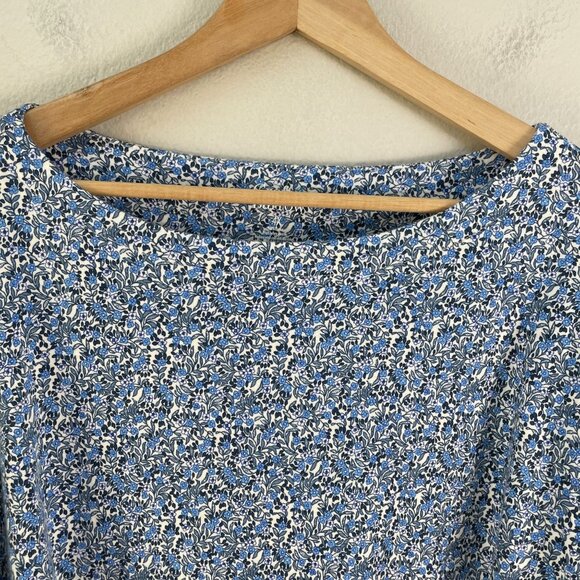 Croft & Barrow Womens Plus 4X Floral Blue Tunic Top Cotton 3/4 Sleeve Shirt - Picture 7 of 9